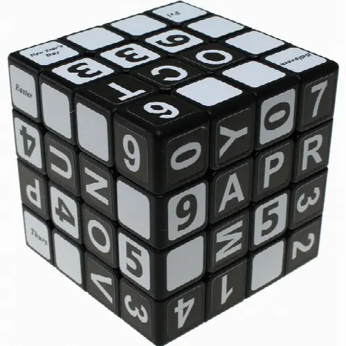 4x4x4 English Calendar Cube - Black Body - Image 1