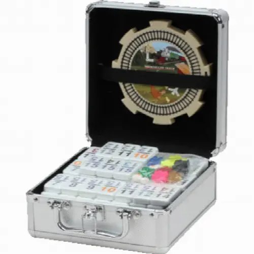 Double 15 Numeral Mexican Train Dominoes with Aluminum Case | Dominoes - Image 1