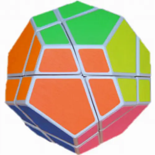 Skewb Ultimate White Body With 6 Color Fluorescent Stickers - Image 1