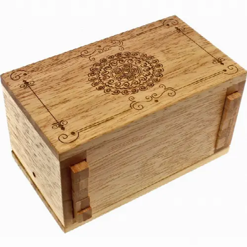 Secret Lock Box (Rubberwood) - Premium with Mandala Artwork - Image 1