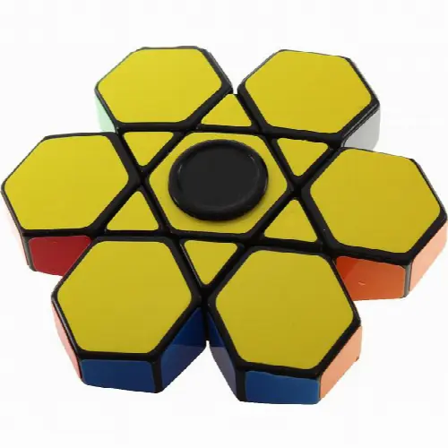 Fidget Spinner 3x3x1 6-Petal Cube - Black Body - Image 1