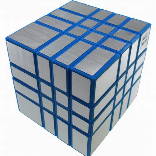 Mirror 4x4x4 Cube - Blue Body with Silver Label (Lee Mod - Image 1