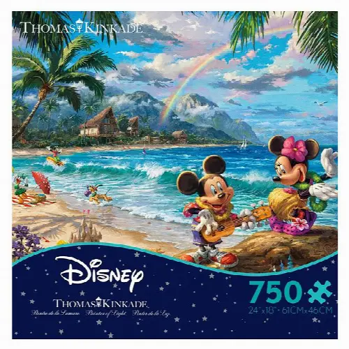 Thomas Kinkade: Disney - Mickey and Minnie In Hawaii | Jigsaw - Image 1