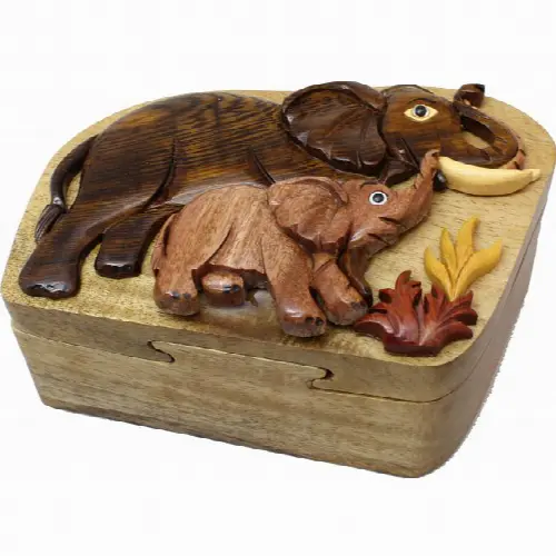 Elephant & Baby - 3D Puzzle Box - Image 1