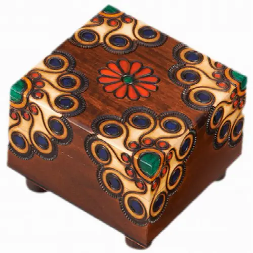 Wooden Floral Puzzle Box #2 - Image 1