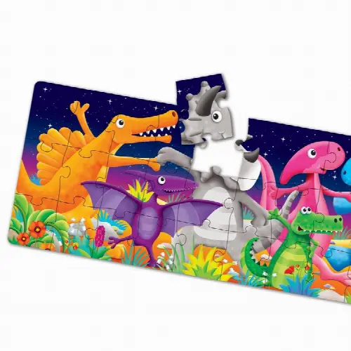 The Learning Journey Long and Tall Puzzles Color Dancing Dinos 51 Piece Jigsaw Puzzle - Image 1