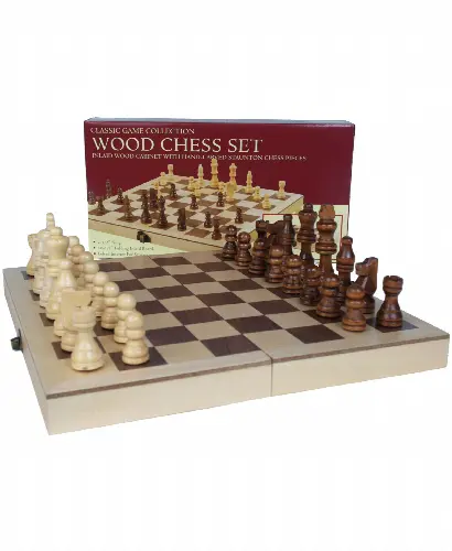 10.5" Deluxe Folding Wood Chess Set - Image 1