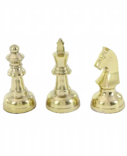 Large Metallic Decorative Chess Piece Sculptures Table Decor, Set of 3 - Image 1