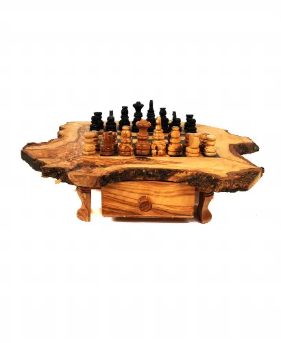 BeldiNest Olive Wood Chess Set Naturalist Live Edge 6 x 6 - Image 1
