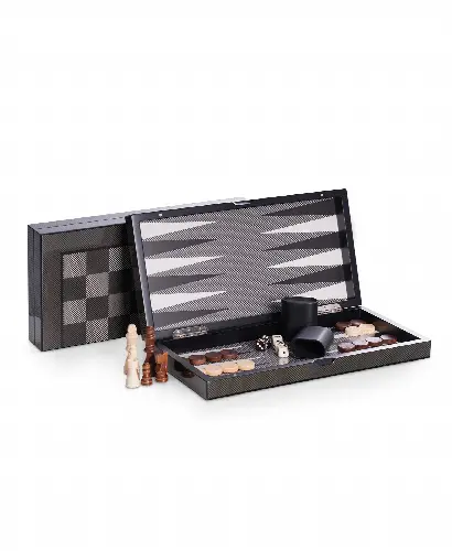 Carbon Fiber Design Chess and Backgammon Set - Image 1