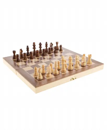 Hey Play Chess Set With Folding Wooden Board - Beginner'S Portable Classic Strategy And Skill Game For Competitive 2-Player Family Fun - Image 1