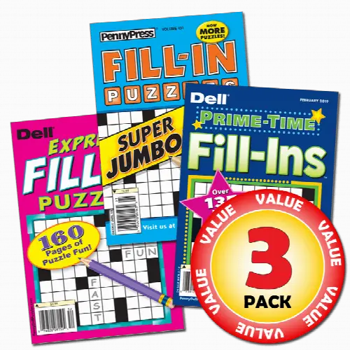 Penny Dell Favorite Fill-In Puzzle 3-Pack by Penny Press and Dell Magazines - Image 1