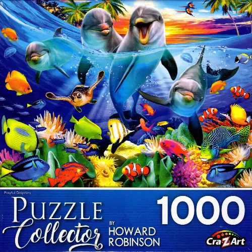 Cra-Z-Art Puzzle Collector Art 1000 Piece Jigsaw Puzzle - Playful Dolphins - Image 1