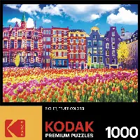 Kodak 1000 Piece Jigsaw Puzzle - Traditional Old Building and Tulips in Amsterdam