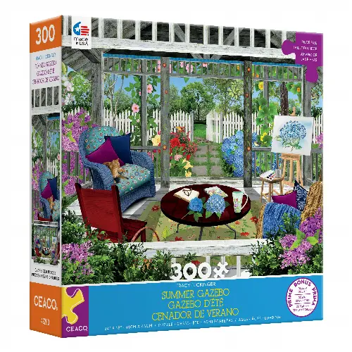 Ceaco - Tracy Flickinger - Summer Gazebo - 300 Piece Oversized Jigsaw Puzzle - Image 1