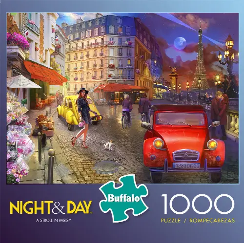 Buffalo Games Night & Day Series - A Stroll in Paris 1000 Pieces Jigsaw Puzzle - Image 1