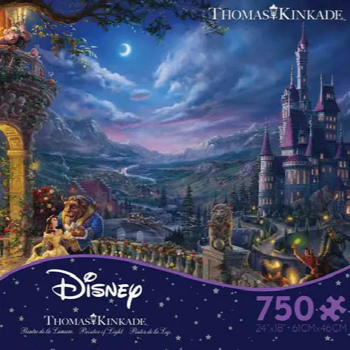 Ceaco - Thomas Kinkade - The Disney Collection - Beauty And The Beast Dancing In The Moonlight - 750 Piece Jigsaw Puzzle - Image 1