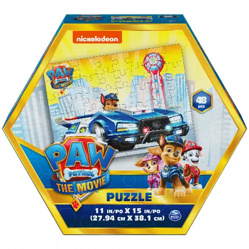 PAW Patrol The Movie, 48 Piece Jigsaw Puzzle for Kids Ages 4 and up, Chase - Image 1