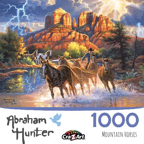 Abraham Hunter 1000 Piece Jigsaw Puzzle - Mountain Horses - Image 1