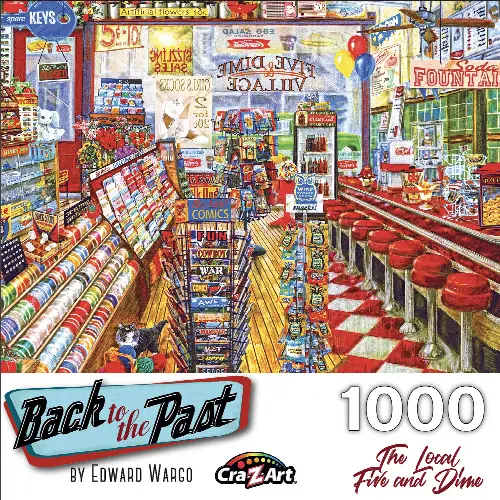 Cra-Z-Art Back to the Past 1000 Piece Jigsaw Puzzle - The Local Five and Dime - Image 1