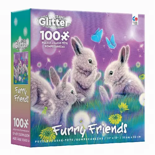 Ceaco - Furry Friends Glitter - Spring has Sprung - 100 Piece Interlocking Jigsaw Kids Puzzle - Image 1