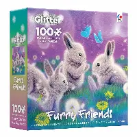 Ceaco - Furry Friends Glitter - Spring has Sprung - 100 Piece Interlocking Jigsaw Kids Puzzle