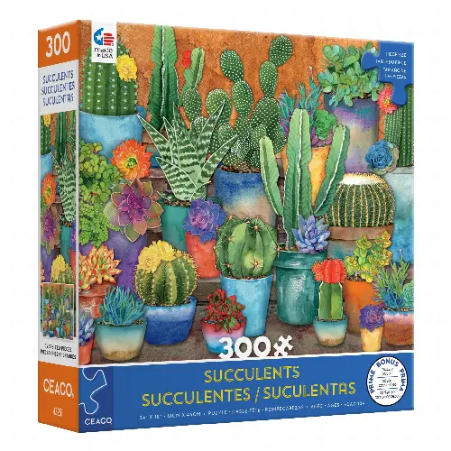 Ceaco 300pc Cactus Pots - 300 Piece Oversized Jigsaw Puzzle - Image 1