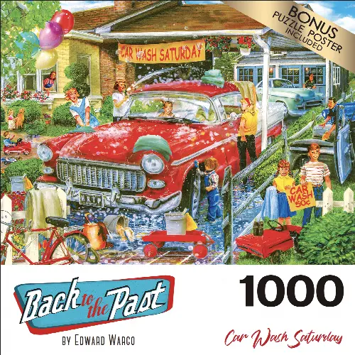 Cra-Z-Art Back to the Past 1000-Piece Car Wash Saturday Adult Jigsaw Puzzle - Image 1