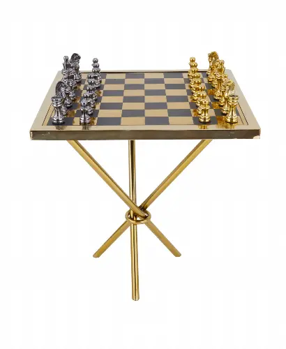 Aluminum Contemporary Game Table Set - Gold - Image 1