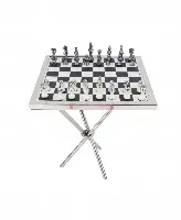 Aluminum Contemporary Game Table Set - Silver