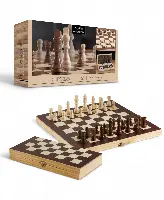 Studio Mercantile 2-in-1 Checkers and Chess Wood Set