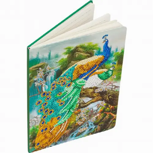 D.I.Y Crystal Art Notebook Kit - Peacock Waterfall - Image 1