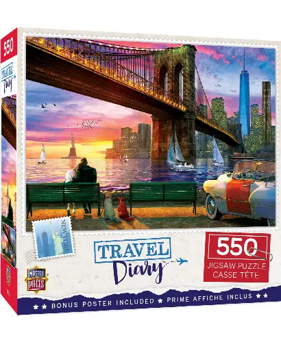 MasterPieces Travel Diary Jigsaw Puzzle - New York Romance - 550 Piece - Image 1