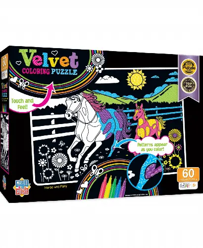MasterPieces 60 Piece Jigsaw Puzzle for Kids - Horse and Pony Velvet Coloring - 14"x19" - Image 1