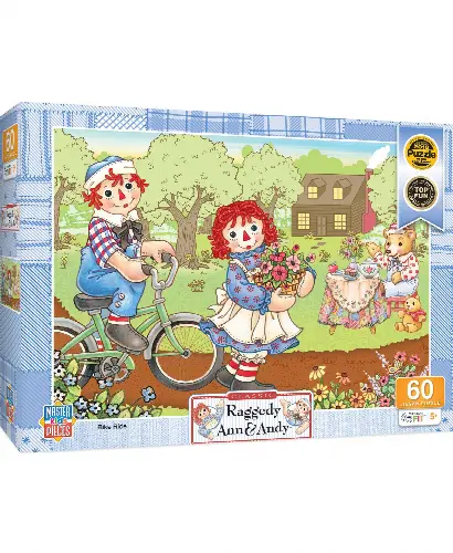 MasterPieces Puzzles 60 Piece Jigsaw Puzzle for Kids - Raggedy Ann and Andy Bike Ride - 14"x19" - Image 1
