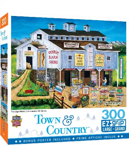 MasterPieces Town & Country Jigsaw Puzzle - The Sign Maker By Art Poulin - 300 Piece - Image 1