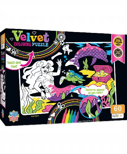 MasterPieces Puzzles 60 Piece Jigsaw Puzzle for Kids - Mermaid Velvet Coloring - 14"x19" - Image 1