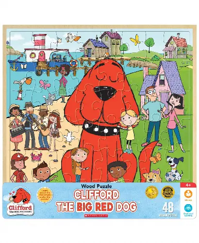 MasterPieces Puzzles 48 Piece Fun Facts Jigsaw Puzzle for Kids - Clifford The Big Red Dog Wood Puzzle - 12"x12" - Image 1