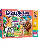 MasterPieces Puzzles Funny Puzzle - Googly Eyes 48 Piece Jigsaw Puzzle for Kids - Zoo Animals - 14"x19"