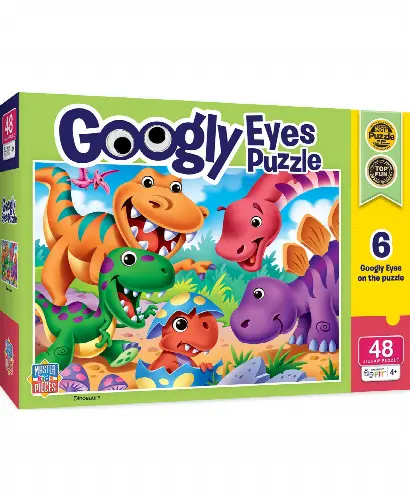MasterPieces Puzzles Dinosaur Puzzle - Googly Eyes 48 Piece Jigsaw Puzzle for Kids - Dinos - 14"x19" - Image 1