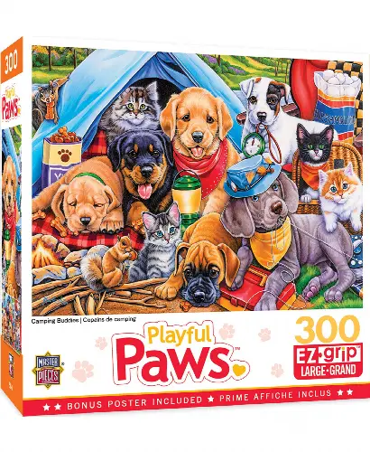 MasterPieces Playful Paws Jigsaw Puzzle - Camping Buddies - 300 Piece - Image 1