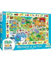 MasterPieces Puzzles Family Puzzle - Hide & Seek 48 Piece Jigsaw Puzzle for Kids - Alphabet at the Zoo - 19"x14"