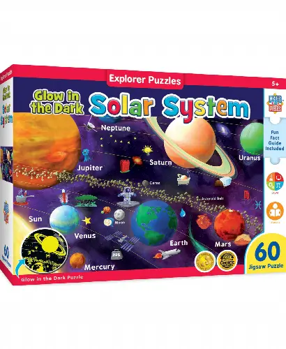 MasterPieces Puzzles 60 Piece Glow in the Dark Jigsaw Puzzle for Kids - Solar System - 16.5"x12.75" - Image 1