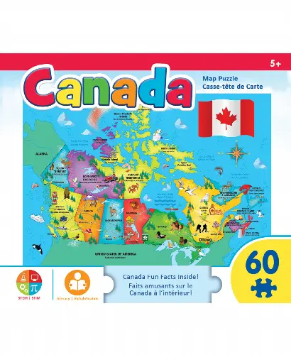 MasterPieces Family Puzzle - Explorers 60 Piece Jigsaw Puzzle for - Canada Map - 14.3"x10.3" - Image 1