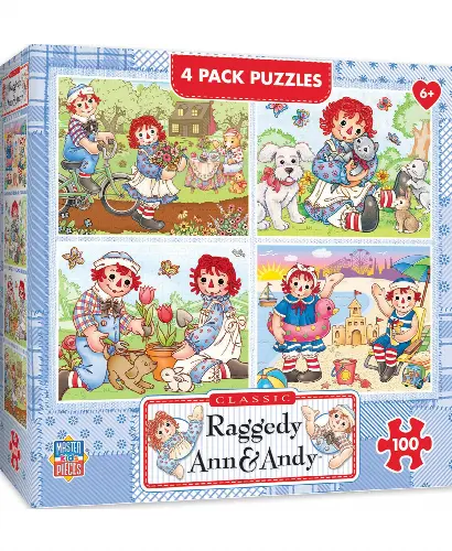 MasterPieces Puzzles Puzzle Set - 4-Pack 100 Piece Jigsaw Puzzle for Kids - Raggedy Ann 4-Pack - 8"x10" - Image 1