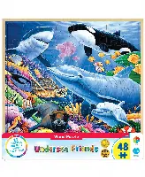 MasterPieces Wood Fun Facts 48 Piece Puzzles Wood Fun Facts Jigsaw Puzzle - Undersea Friends Wood Kids - 48 Piece