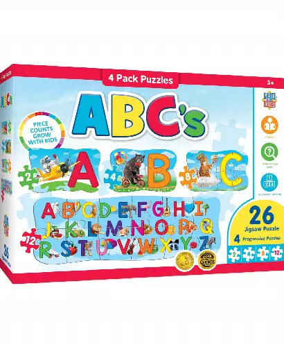 MasterPieces Puzzles Educational 26 Piece Jigsaw Puzzles for Kids - ABCs 4-Pack of Puzzles - 22.5"x8" - Image 1