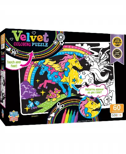 MasterPieces Puzzles 60 Piece Jigsaw Puzzle for Kids - Unicorn Velvet Coloring - 14"x19" - Image 1