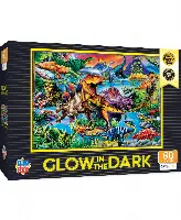 MasterPieces Puzzles 60 Piece Glow in the Dark Dinosaur Puzzle for Kids - King of the Dinos - 14"x19"