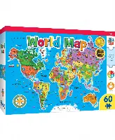 MasterPieces Puzzles 60 Piece Educational Jigsaw Puzzle for Kids - World Map - 16.5"x12.75"